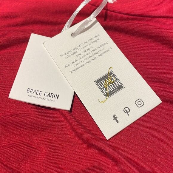 Grace Karin Ruched Slim Fit T Shirt 2XL Red NWT - Picture 4 of 5